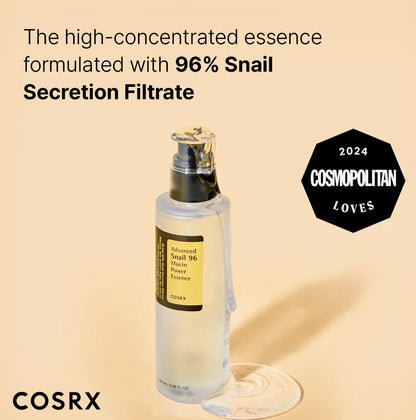 COSRX Snail Mucin 96% Power Face Serum 3.38 fl oz 100ml, Hydrating Serum for Face, Self Care, Glow Skin under Makeup, Korean Skin Care, Korean Beauty. - One4AllEssentials 